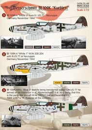  Print Scale Decals  1/72 Messerschmitt Bf.109K PSL72146