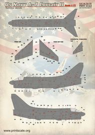  Print Scale Decals  1/72 Us Navy A-7 Corsair Technical stencils PSL72170