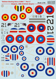  Print Scale Decals  1/72 Balloon-Busting Aces of WW I Part 3 - Belgium PSL72226