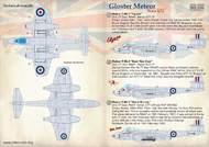  Print Scale Decals  1/72 Gloster Meteor F.4 and F.8 PSL72233