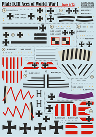  Print Scale Decals  1/72 Pfalz D.III Aces of WWI PSL72237