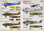  Print Scale Decals  1/72 Fokker F.VII-3m: 1. F-VII b-3m Spanish AF. Af PSL72255