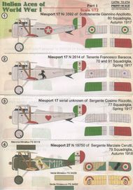  Print Scale Decals  1/72 Italian Aces of WW I. Part 1 Nieuport PSL72267