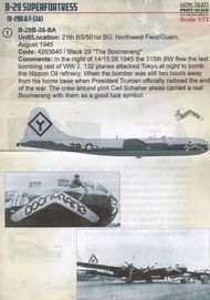  Print Scale Decals  1/72 Boeing B-29 Superfortress Part 1 PSL72271