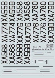  Print Scale Decals  1/72 Gloster Javelin Mk.1 Mk.2 Part 1 PSL72370