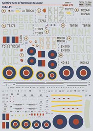  Print Scale Decals  1/72 Supermarine Spitfire Aces of Northwest Europe 1944-45 Part 2 PSL72386