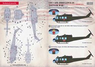  Print Scale Decals  1/72 Bell UH-1 Air Ambulance in Vietnam War PSL72410