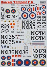  Print Scale Decals  1/72 Hawker Tempest F.6 PSL72417