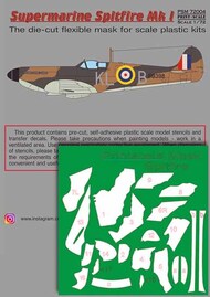 Supermarin Spitfire Mk.I includes camouflage pattern paint mask and decals #PSM72004