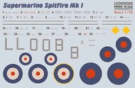  Print Scale Decals  1/72 Supermarin Spitfire Mk.I includes camouflage pattern paint mask and decals PSM72005