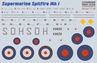  Print Scale Decals  1/72 Supermarin Spitfire Mk.I includes camouflage pattern paint mask and decals PSM72006