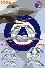  Procal Decals  1/32 Hellenic F-16C Squadrong Tail Marks PD32-201