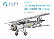 Quinta Studio  1/32 Fairey Swordfish Mk.I 3D-Printed & coloured Interior on decal paper QTSQD32115