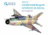  Quinta Studio  1/32 Interior 3D Decal - MiG-21UM Mongol-B (TRP kit) QTSQD32121