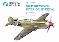  Quinta Studio  1/32 Interior 3D Decal - P-40B Warhawk (GWH kit) QTSQD32132