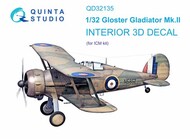 Gloster Gladiator Mk.II 3D-Printed & coloured Interior on decal paper* #QTSQD32135