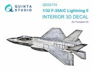  Quinta Studio  1/32 Lockheed-Martin F-35A/C 3D-Printed & coloured Interior on decal paper OUT OF STOCK IN US, HIGHER PRICED SOURCED IN EUROPE QTSQD32174