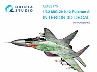 Mikoyan MiG-29 9-12 Fulcrum A 3D-Printed & coloured Interior on decal paper OUT OF STOCK IN US, HIGHER PRICED SOURCED IN EUROPE #QTSQD32175