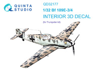 Messerschmitt Bf.109E-3/Bf.109E-4 3D-Printed & coloured Interior on decal paper #QTSQD32177