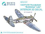 Republic P-47D Thunderbolt Bubbletop (Late) 3D-Printed & coloured Interior on decal paper #QTSQD32187