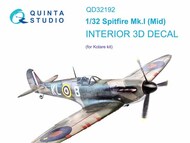  Quinta Studio  1/32 Supermarine Spitfire Mk.Ia (Mid) 3D-Printed & coloured Interior on decal paper OUT OF STOCK IN US, HIGHER PRICED SOURCED IN EUROPE QTSQD32192