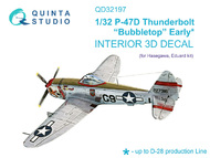 Republic P-47D Thunderbolt Bubbletop Early 3D-Printed & coloured Interior #QTSQD32197