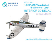 Republic P-47D Thunderbolt Bubbletop Late 3D-Printed & coloured Interior #QTSQD32198