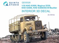  Quinta Studio  1/35 Interior 3D Decal - KHD A3000 KHD S3000/SS M Maultier Magirus S330 (ICM kit) QTSQD35028