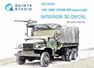  Quinta Studio  1/35 GMC CCKW 352 Open Cab 3D-Printed & coloured Interior on decal paper QTSQD35059