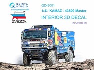  Quinta Studio  1/43 KAMAZ-43509 3D-Printed & coloured Interior on decal paper OUT OF STOCK IN US, HIGHER PRICED SOURCED IN EUROPE QTSQD43001