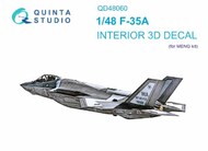  Quinta Studio  1/48 Interior 3D Decal - F-35A Lightning II (MNG kit) OUT OF STOCK IN US, HIGHER PRICED SOURCED IN EUROPE QTSQD48060