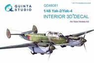  Quinta Studio  1/48 Yakovlev Yak-2/Yak-4 3D-Printed & coloured Interior on decal paper QTSQD48081