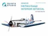  Quinta Studio  1/48 Vought F4U-4 Corsair 3D-Printed & coloured Interior on decal paper QTSQD48109