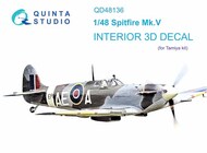 Supermarine Spitfire Mk.V 3D-Printed & coloured Interior on decal paper #QTSQD48136