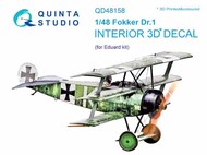  Quinta Studio  1/48 Fokker Dr.1 3D-Printed & coloured Interior on decal paper QTSQD48158