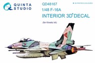  Quinta Studio  1/48 General-Dynamics F-16A 3D-Printed & coloured Interior on decal paper QTSQD48167