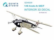  Quinta Studio  1/48 Arado Ar.68E/Ar.68F 3D-Printed & coloured Interior on decal paper QTSQD48209