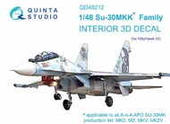  Quinta Studio  1/48 Interior 3D Decal - Su-30MKK Flanker Family (KTH kit) QTSQD48212