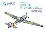  Quinta Studio  1/48 Interior 3D Decal - Ta.152H (DRA/ITA/H2K kit) OUT OF STOCK IN US, HIGHER PRICED SOURCED IN EUROPE QTSQD48273