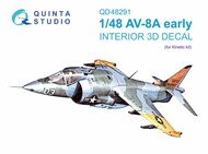  Quinta Studio  1/48 Interior 3D Decal - AV-8A Harrier Early (KIN kit) QTSQD48291