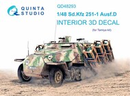  Quinta Studio  1/48 Sd.Kfz 251/1 Ausf.D 3D-Printed & coloured Interior on decal paper QTSQD48293