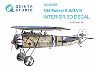  Quinta Studio  1/48 Fokker E.V-D.VIII 3D-Printed & coloured Interior on decal paper QTSQD48298
