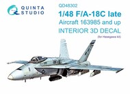  Quinta Studio  1/48 Interior 3D Decal - F-18C Hornet Late (HAS kit) QTSQD48302