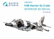  Quinta Studio  1/48 Interior 3D Decal - Harrier GR.3 Late (KIN kit) QTSQD48304