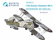  Quinta Studio  1/48 Gloster Gladiator Mk.II 3D-Printed & coloured Interior on decal paper QTSQD48312