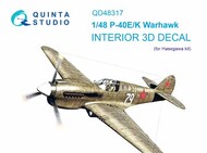  Quinta Studio  1/48 Interior 3D Decal - P-40E P-40K Warhawk (HAS kit) QTSQD48317