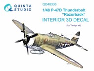  Quinta Studio  1/48 Interior 3D Decal - P-47D Thunderbolt Razorback (TAM kit) OUT OF STOCK IN US, HIGHER PRICED SOURCED IN EUROPE QTSQD48336