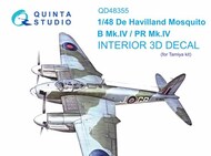  Quinta Studio  1/48 Interior 3D Decal - Mosquito B Mk.IV / PR Mk.IV (TAM kit) OUT OF STOCK IN US, HIGHER PRICED SOURCED IN EUROPE QTSQD48355