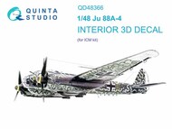  Quinta Studio  1/48 Interior 3D Decal - Ju.88A-4 (ICM kit) OUT OF STOCK IN US, HIGHER PRICED SOURCED IN EUROPE QTSQD48366