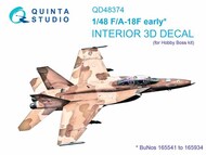  Quinta Studio  1/48 Interior 3D Decal - F-18F Super Hornet Early (HBS kit) QTSQD48374